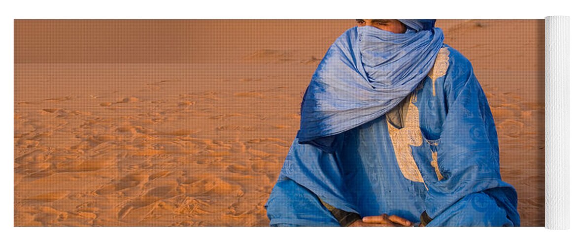 Photography Yoga Mat featuring the photograph Veiled Tuareg Man Sitting Cross-legged by Panoramic Images