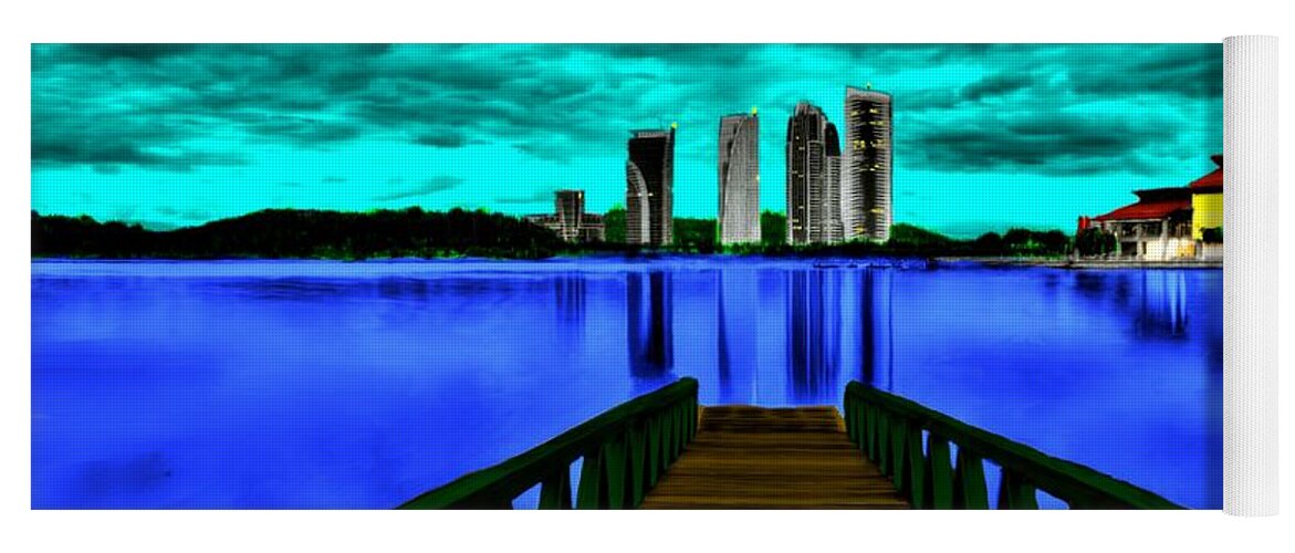 Lake Yoga Mat featuring the painting View of the City by Bruce Nutting
