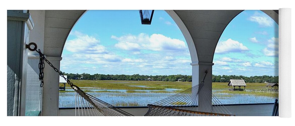 Scenic Yoga Mat featuring the photograph View Of The Marsh From The Pelican Inn by Kathy Baccari