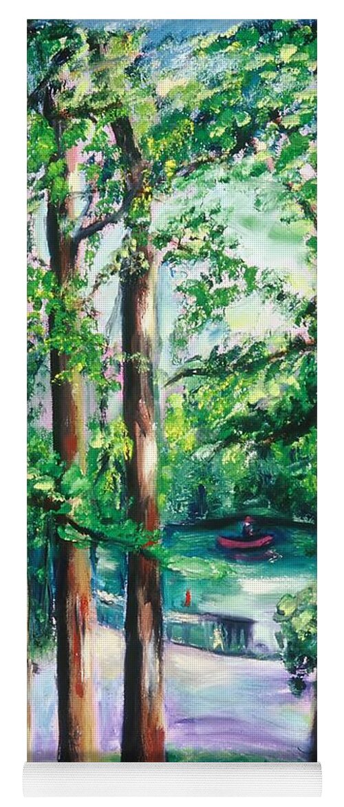 Oil Painting Yoga Mat featuring the painting View of Woodside Lake by Karen Francis