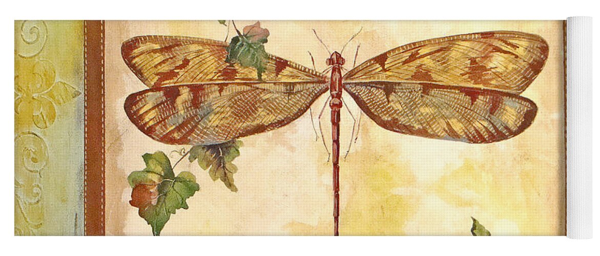 Painting Yoga Mat featuring the painting Vineyard Dragonfly by Jean Plout