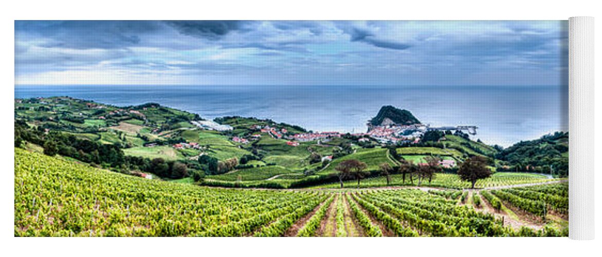 Getaria Vineyards Yoga Mat featuring the photograph Vineyards by the Sea by Weston Westmoreland