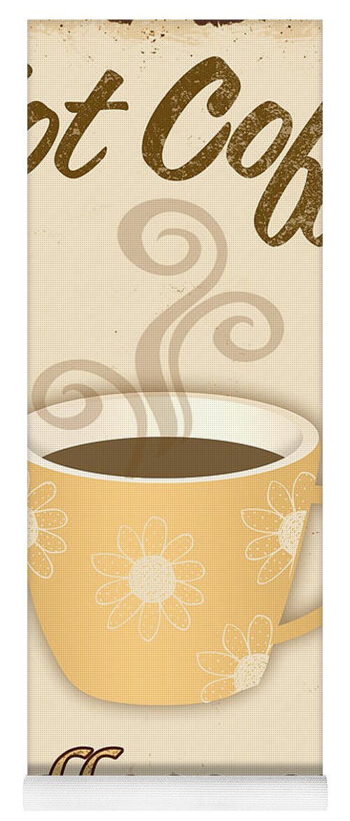 Jean Plout Yoga Mat featuring the digital art Vintage Endless Coffee Cup Sign by Jean Plout