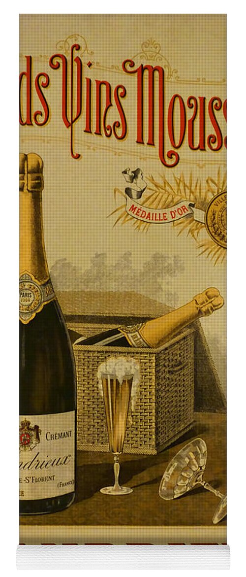 French Yoga Mat featuring the photograph Vintage French Poster Andrieux Wine by Olivier Le Queinec
