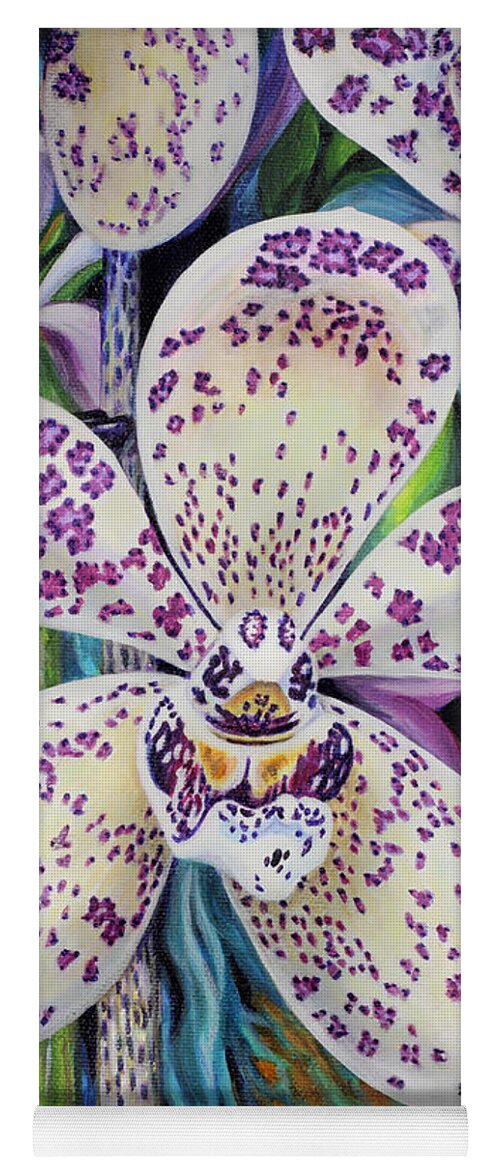 Flower Yoga Mat featuring the painting Violet Dotted Orchid by Jane Girardot