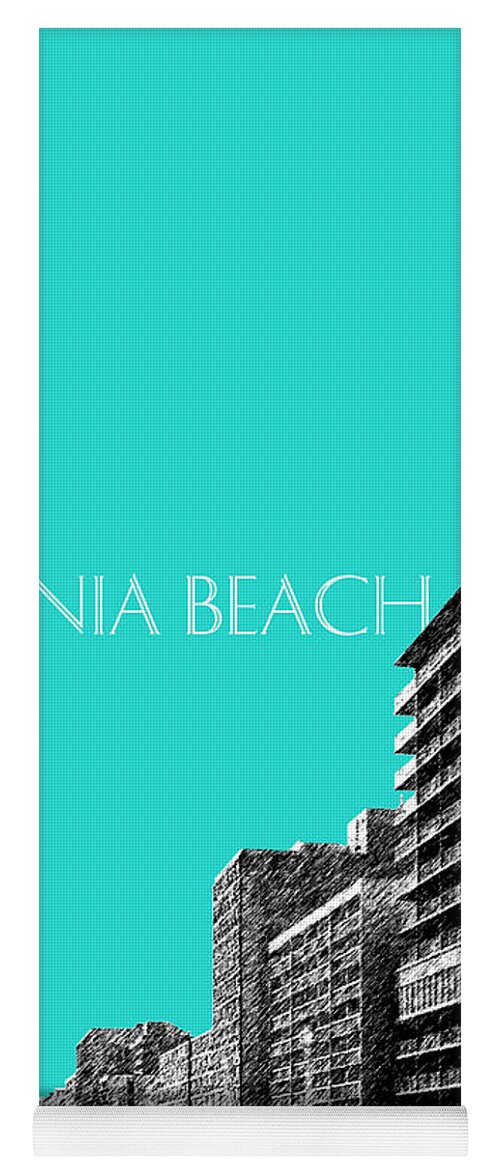 Architecture Yoga Mat featuring the digital art Virginia Beach Skyline Boardwalk - Aqua by DB Artist