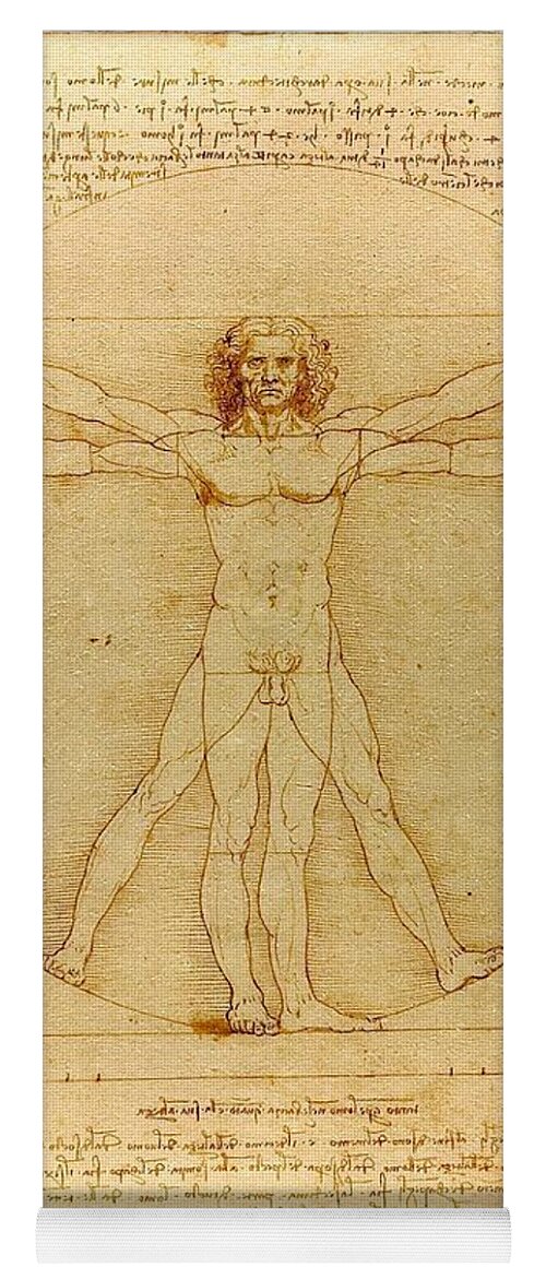 Leonardo Da Vinci Yoga Mat featuring the painting Vitruvian Man by Leonardo da Vinci