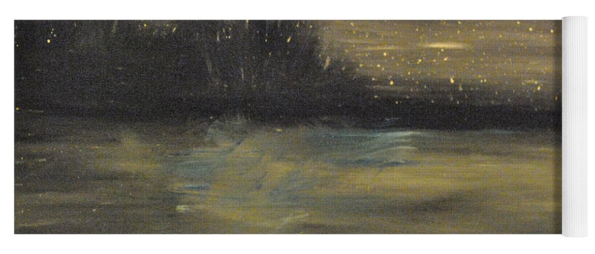 Night Sky Yoga Mat featuring the painting Walk on the night Beach by Suzanne Surber