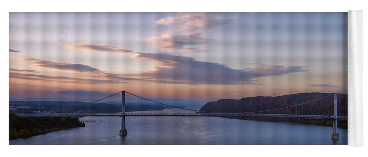 Poughkeepsie Yoga Mat featuring the photograph Walkway Over The Hudson Dawn by Joan Carroll