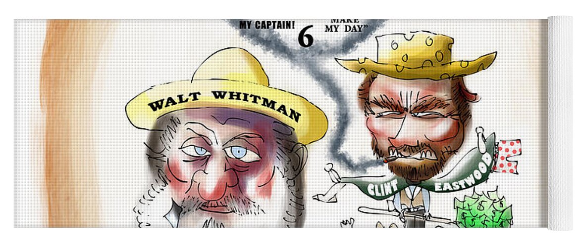 Walt Whitman Yoga Mat featuring the digital art Walt Whitman Meets Clint Eastwood by Mark Armstrong