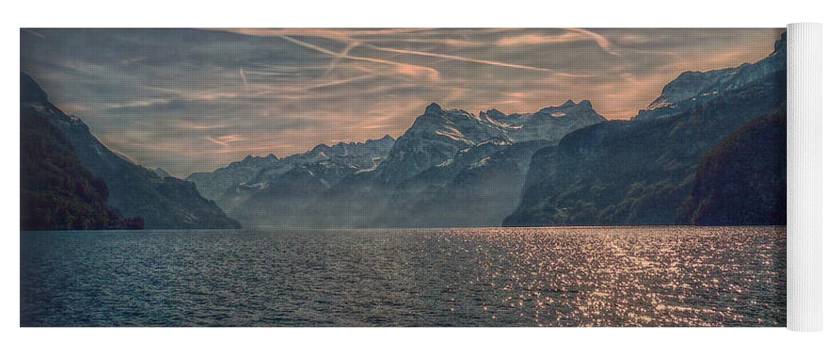 Switzerland Yoga Mat featuring the photograph Water Sky and Mountains by Hanny Heim