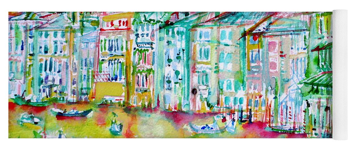 Venice Yoga Mat featuring the painting watercolor VENICE - CANAL GRANDE by Fabrizio Cassetta