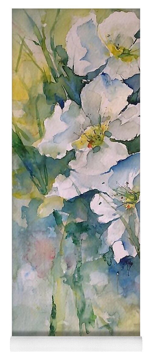 White Yoga Mat featuring the painting Watercolor Wild Flowers by Robin Miller-Bookhout