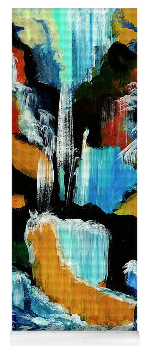 Acrylic Abstract Painting Yoga Mat featuring the painting Waterfall Cascade by Lidija Ivanek - SiLa