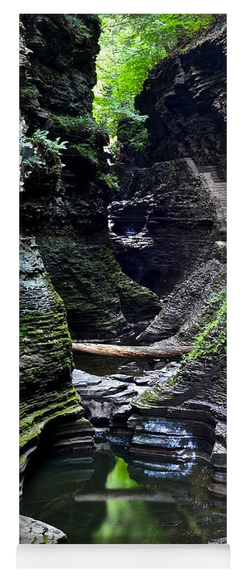 Watkins Yoga Mat featuring the photograph Watkins Glen Gorge Trail by Frozen in Time Fine Art Photography