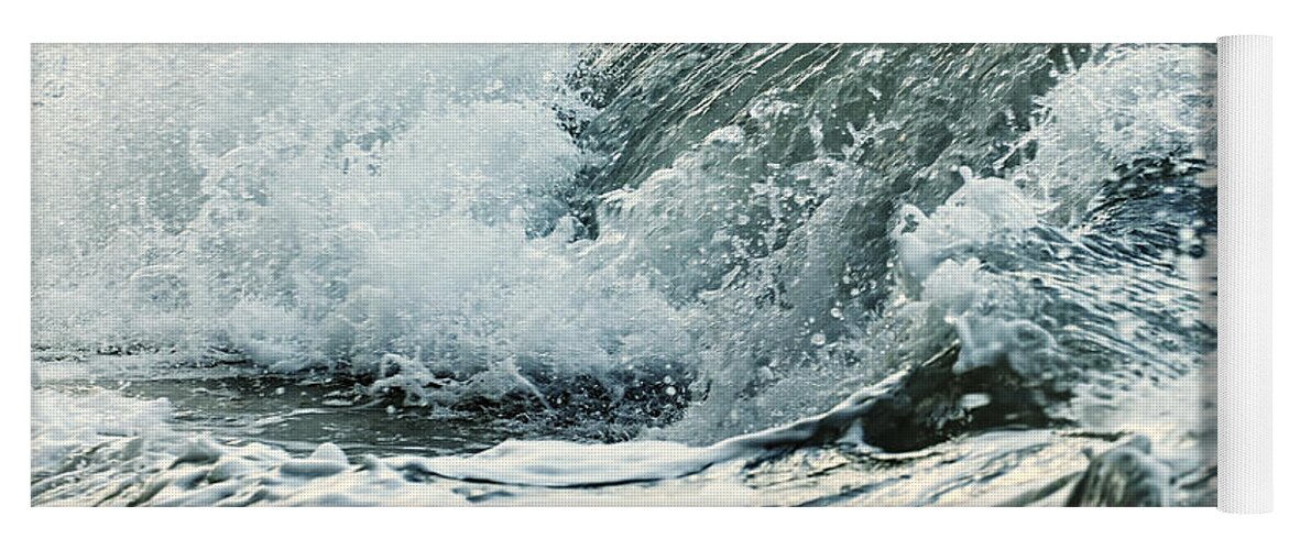 Wave Yoga Mat featuring the photograph Waves in stormy ocean by Elena Elisseeva