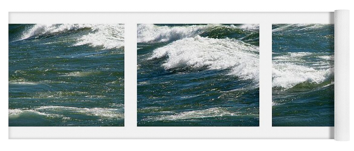 Michigan Yoga Mat featuring the photograph Waves Triptych ll by Michelle Calkins
