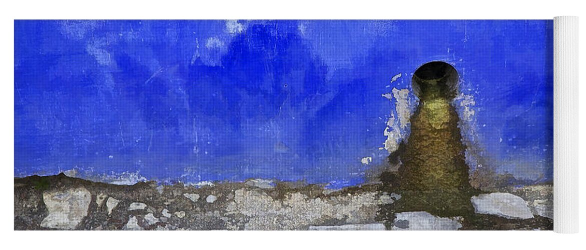 Artistic Yoga Mat featuring the photograph Weathered Blue Wall of Old World Europe by David Letts