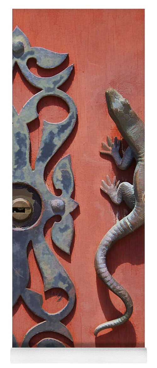 Artistic Yoga Mat featuring the photograph Weathered Brass Door Handle of Medieval Europe by David Letts