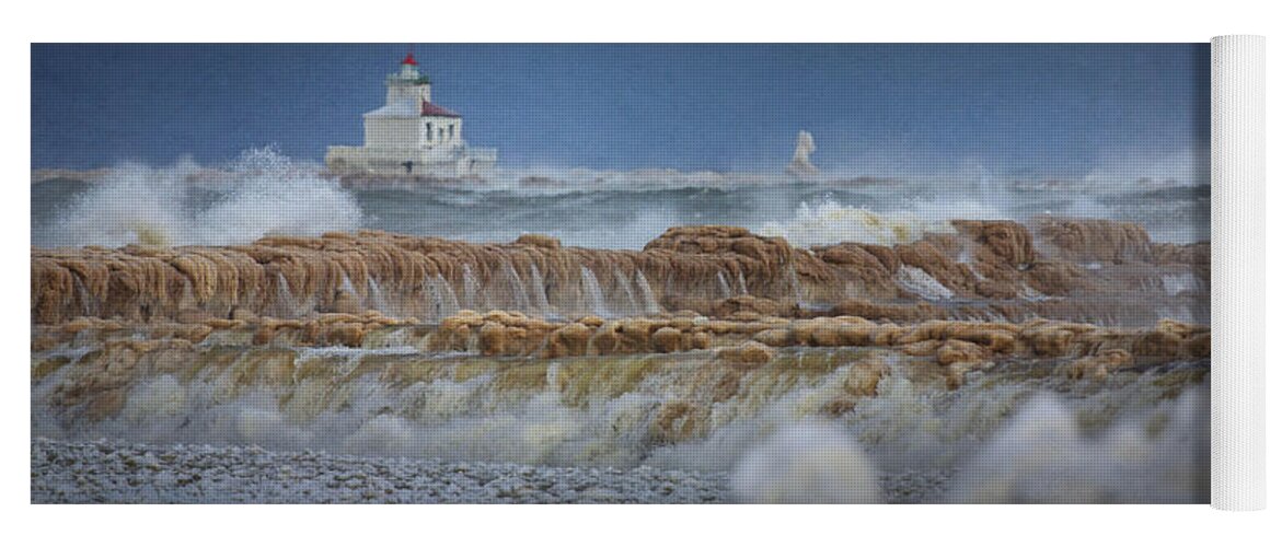 Lighthouse Yoga Mat featuring the photograph West Pierhead in Ice by Everet Regal