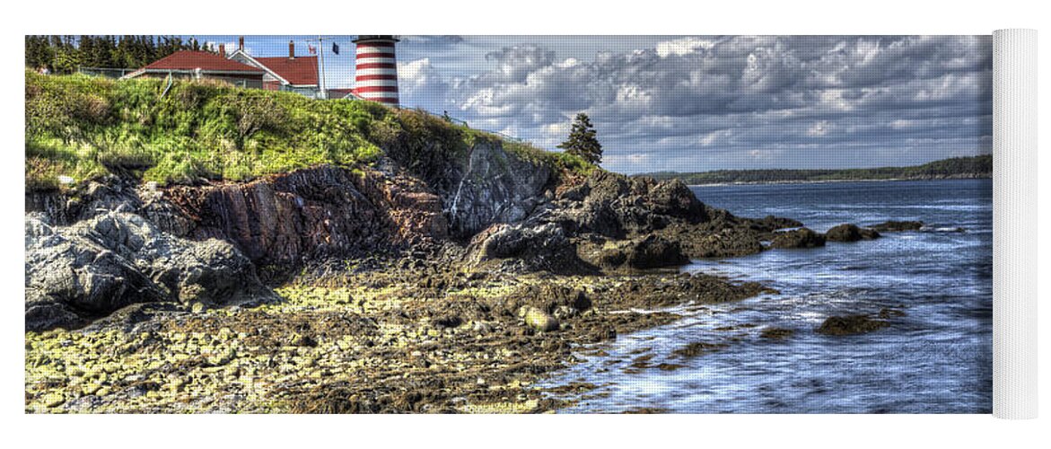 Lighthouse Yoga Mat featuring the photograph West Quoddy Lubec Maine Lighthouse by Shawn Everhart