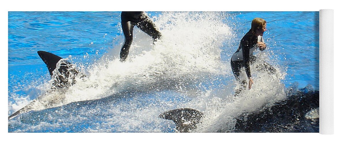 Sea World Yoga Mat featuring the photograph Whale Racing by David Nicholls
