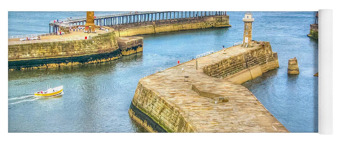 Architecture Yoga Mat featuring the photograph Whitby Harbour Walls by Sue Leonard