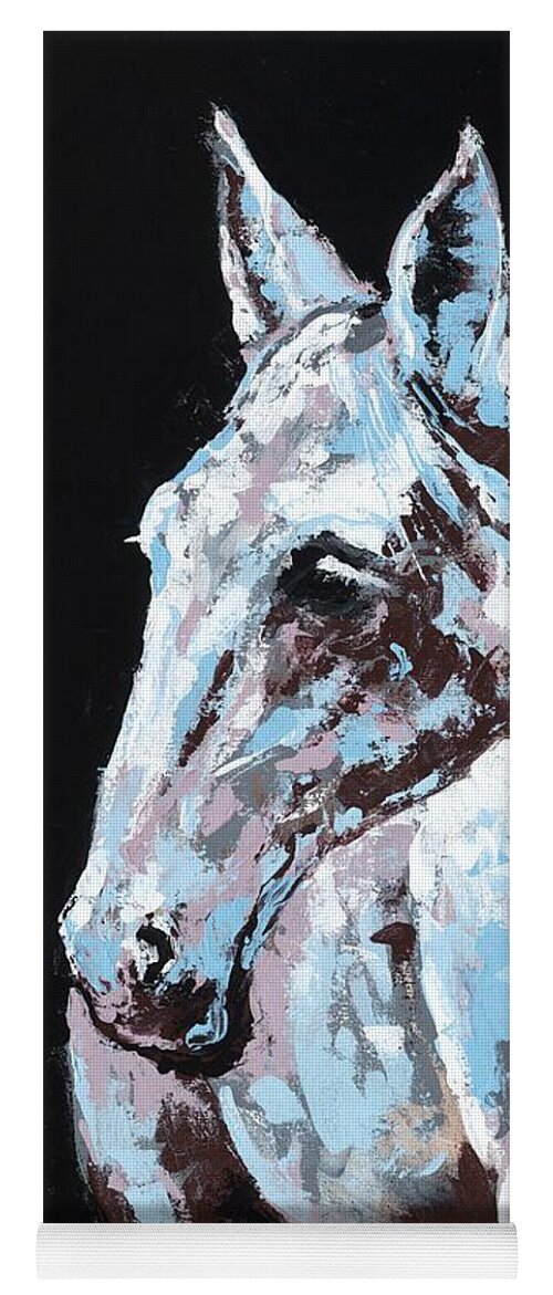Abstract Horse Yoga Mat featuring the painting White Horse by Konni Jensen