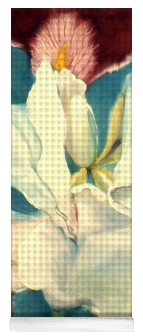 Flowers Yoga Mat featuring the painting White Iris by Anni Adkins