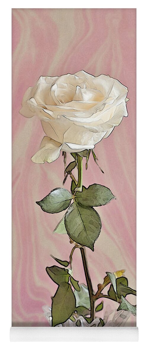 White Rose Yoga Mat featuring the photograph White Long Stemmed Rose by Sandra Foster