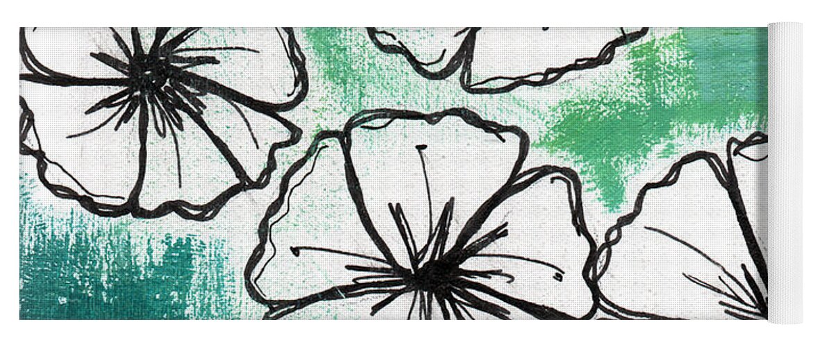Flowers Yoga Mat featuring the painting White Petunias- Floral Abstract Painting by Linda Woods
