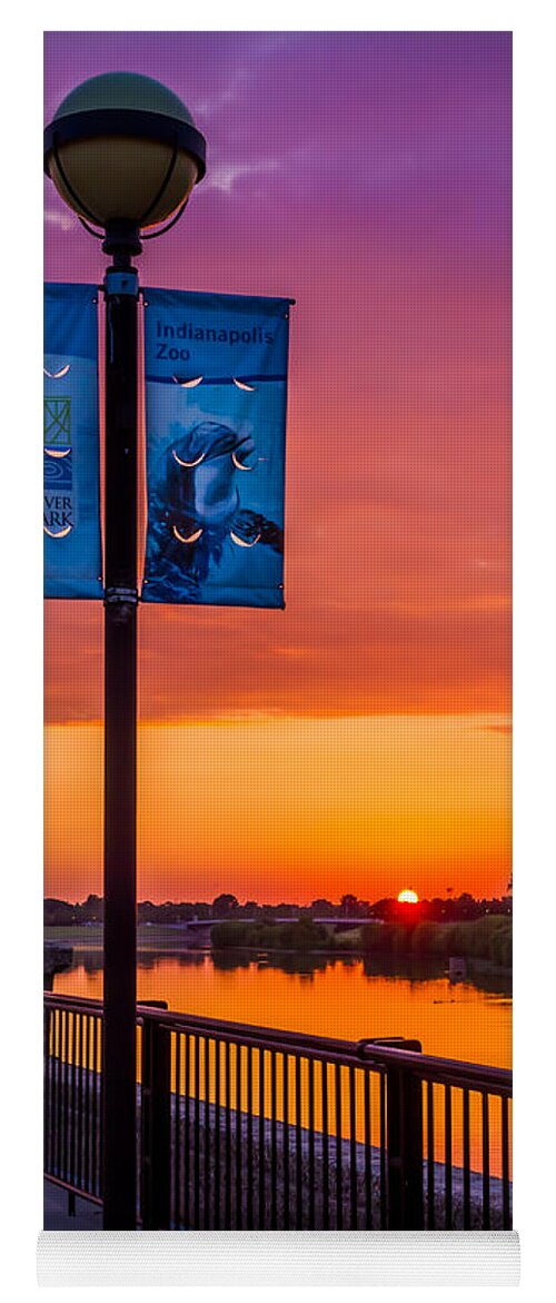 Indiana Yoga Mat featuring the photograph White River Sunset by Ron Pate