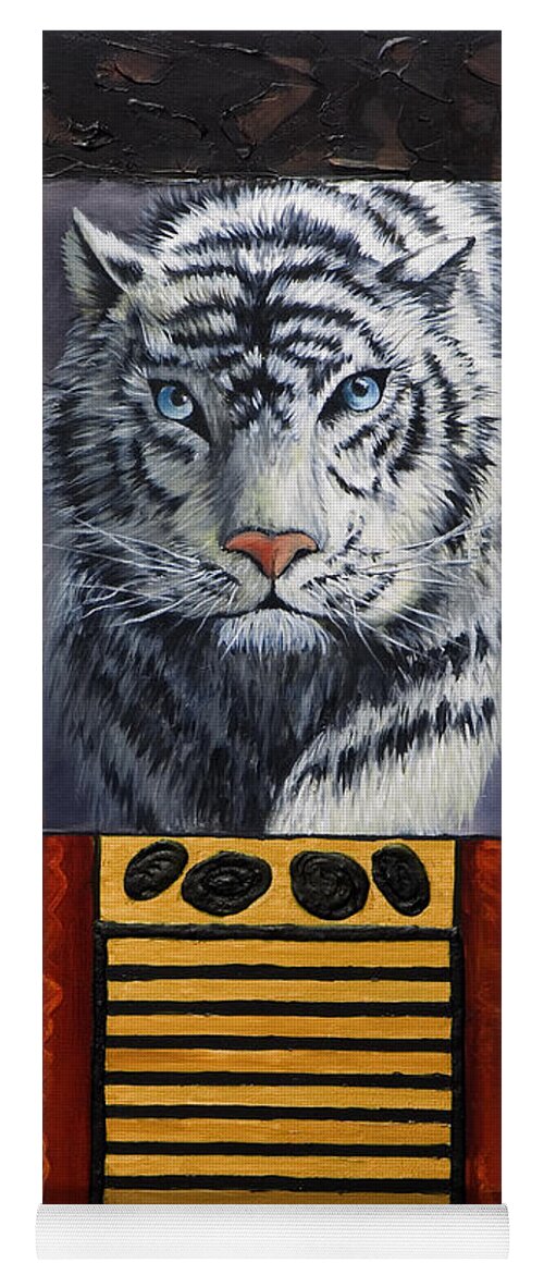 Animal Yoga Mat featuring the painting White Tiger by Darice Machel McGuire