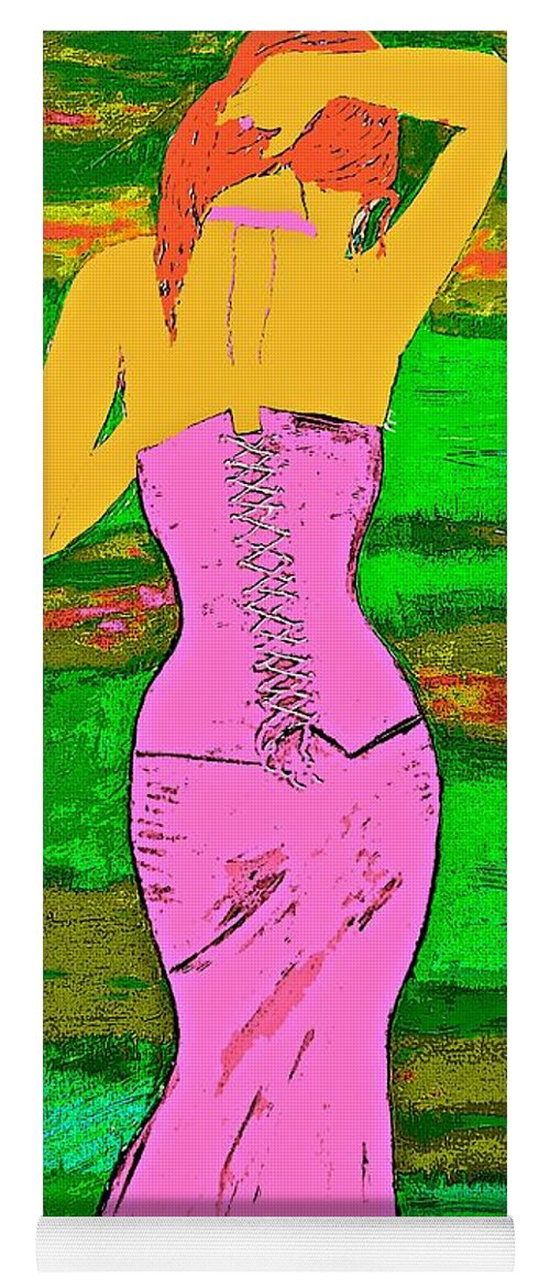 Who Was That Woman In The Pink Dress Yoga Mat featuring the painting Who Was That Woman In The Pink Dress by Saundra Myles
