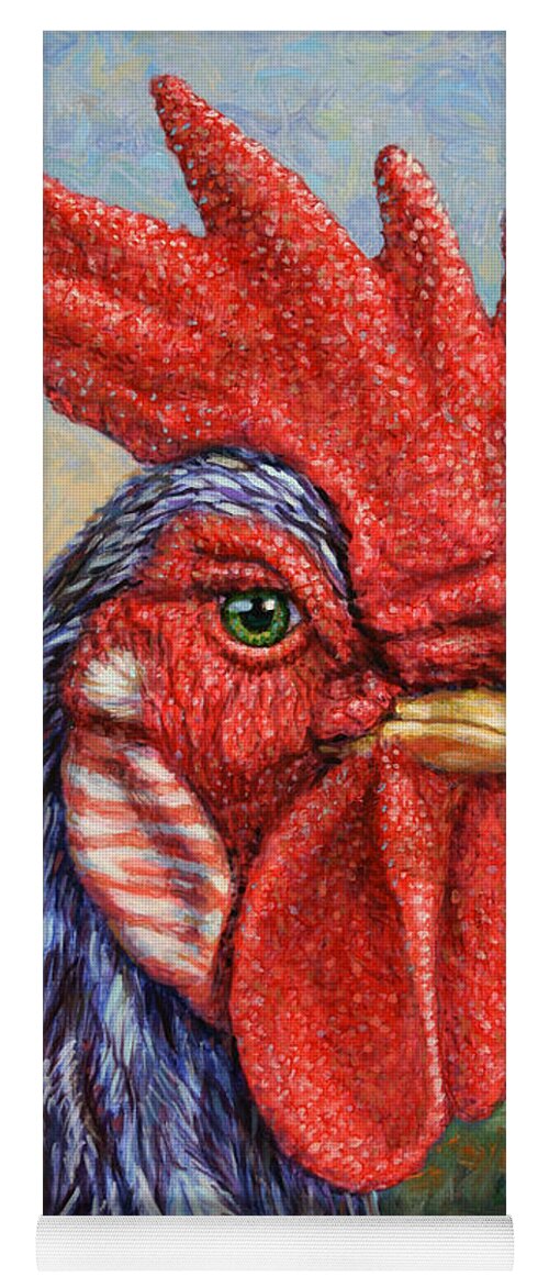 Rooster Yoga Mat featuring the painting Wild Blue Rooster by James W Johnson