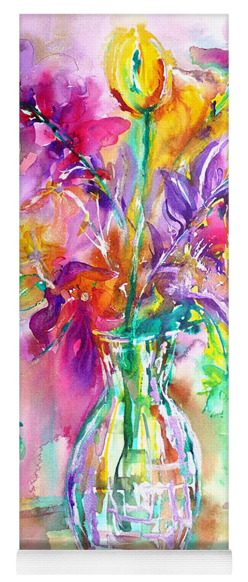 Wild Colors Yoga Mat featuring the painting Wild Flowers by Anna Ruzsan
