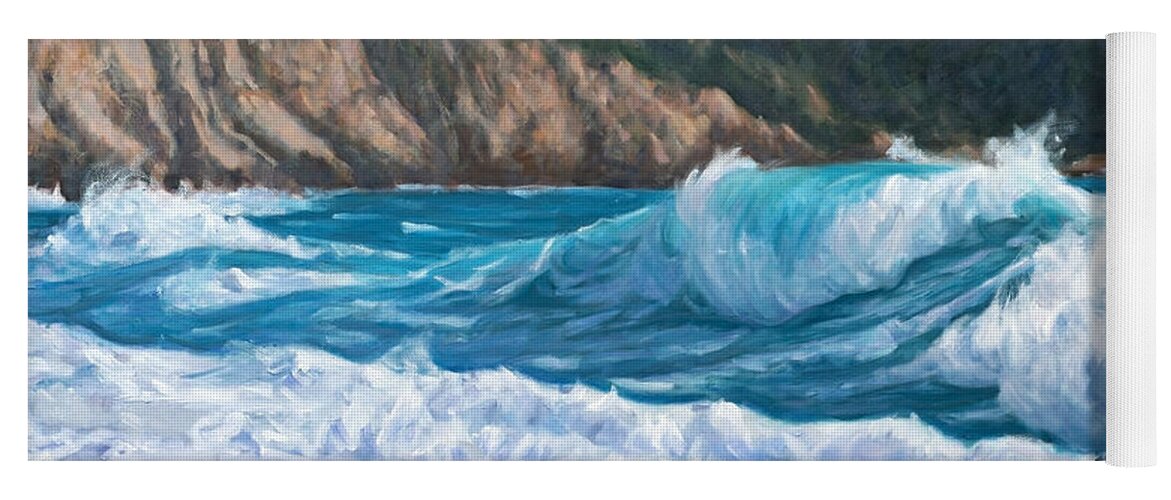 Sea Yoga Mat featuring the painting Wild Waves by Marco Busoni