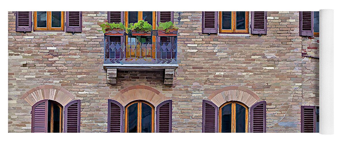 Architecture Yoga Mat featuring the photograph Windows of a Tuscan Office Building by David Letts