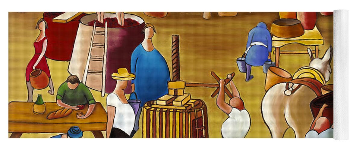 Mediterranean Canvas Art Yoga Mat featuring the painting Wine Pressing 2 by William Cain