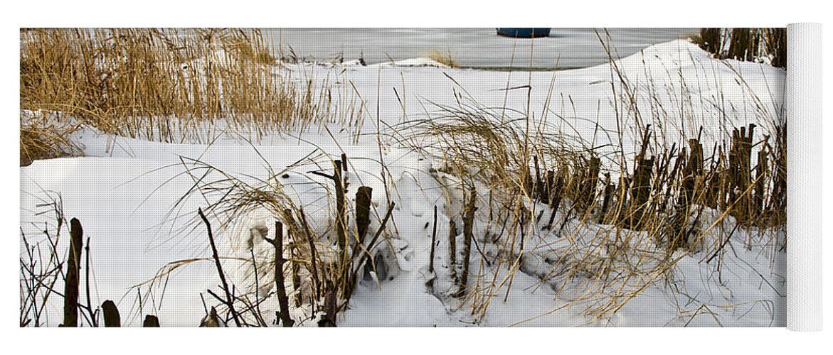 Snowbound Beach Yoga Mat featuring the photograph Winter at the Beach 2 by Heiko Koehrer-Wagner