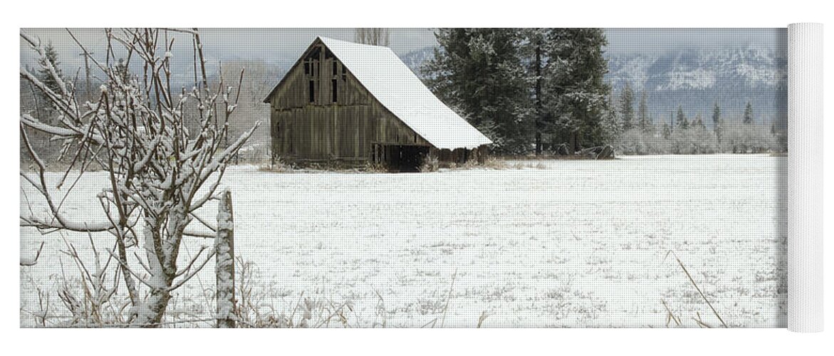 2012 Yoga Mat featuring the photograph Winter Barn by Idaho Scenic Images Linda Lantzy