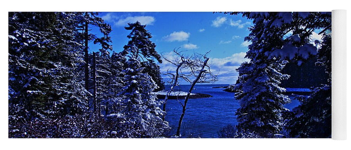 Maine Yoga Mat featuring the photograph Winter Blue by David Rucker