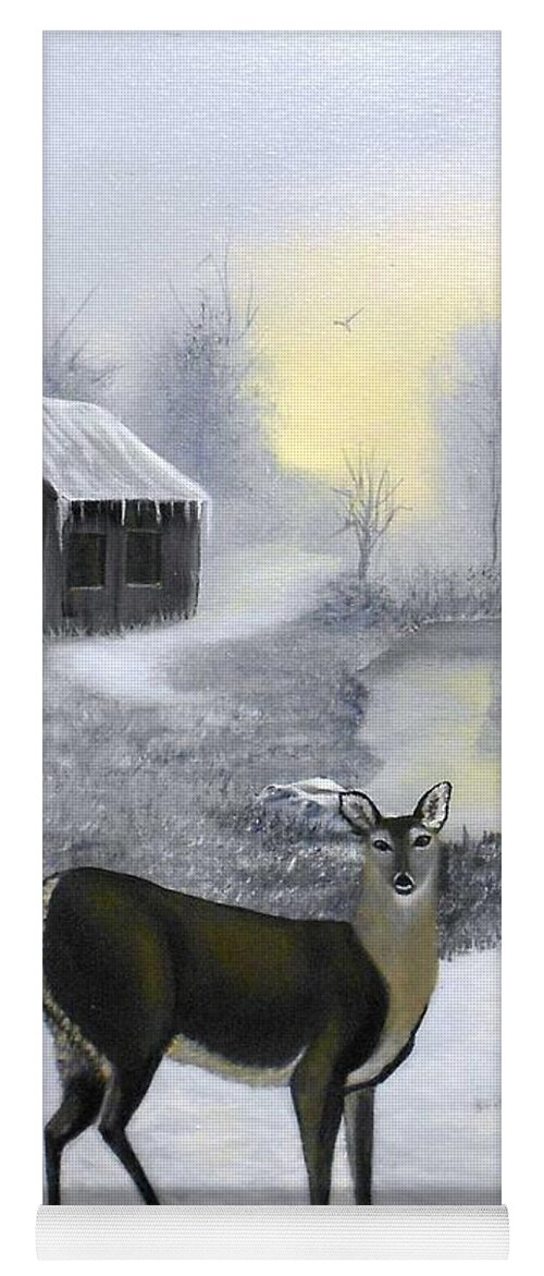 Deer Yoga Mat featuring the painting Winter Doe by Sheri Keith