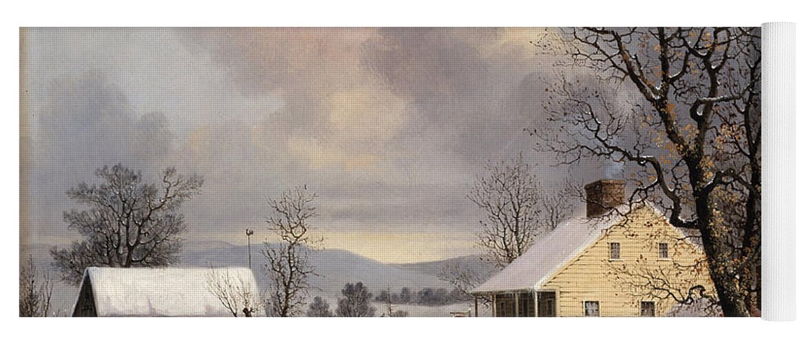 George Henry Durrie Yoga Mat featuring the painting Winter in the Country by George Henry Durrie