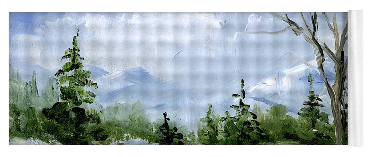 Oil Landscape Yoga Mat featuring the painting Winter Landscape by Virginia Potter