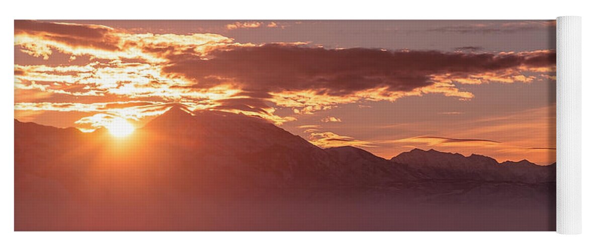 Wasatch Yoga Mat featuring the photograph Winter Wasatch Daybreak by Chad Dutson