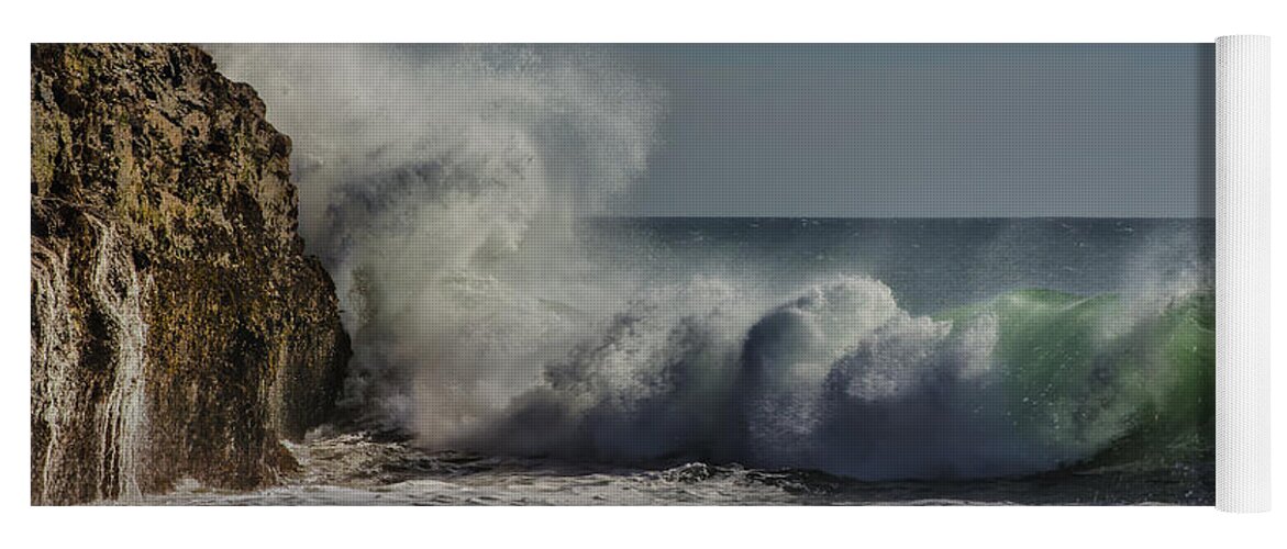 Waves Yoga Mat featuring the photograph Winter Waves by Linda Villers