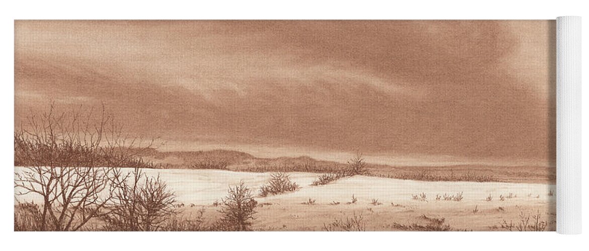 Landscape Yoga Mat featuring the painting Wintry Meadow by Peter Rashford