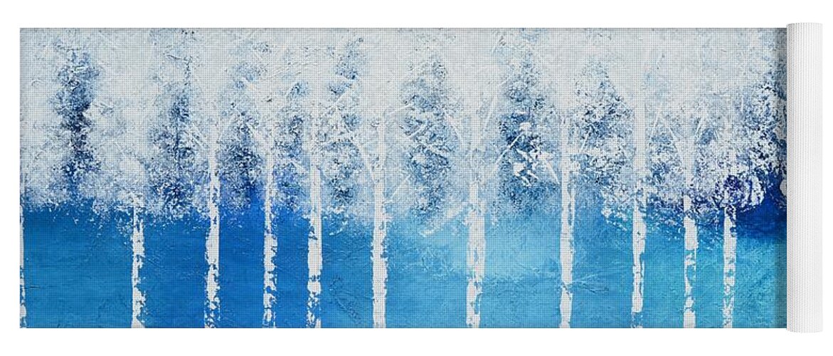White Trees Yoga Mat featuring the painting Wintry Mix by Linda Bailey