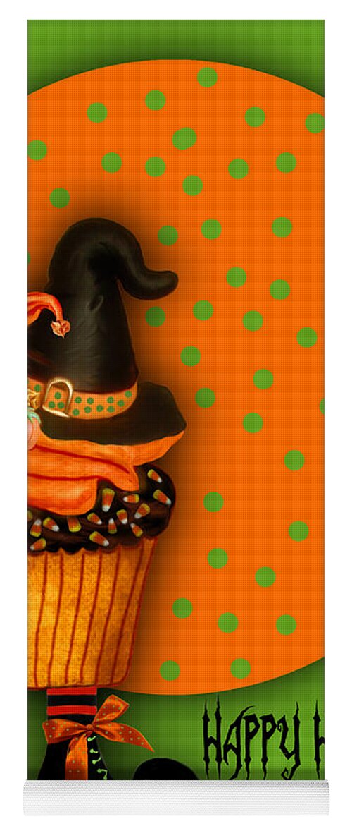 Halloween Art Yoga Mat featuring the mixed media Witch Cupcake 2 by Carol Cavalaris